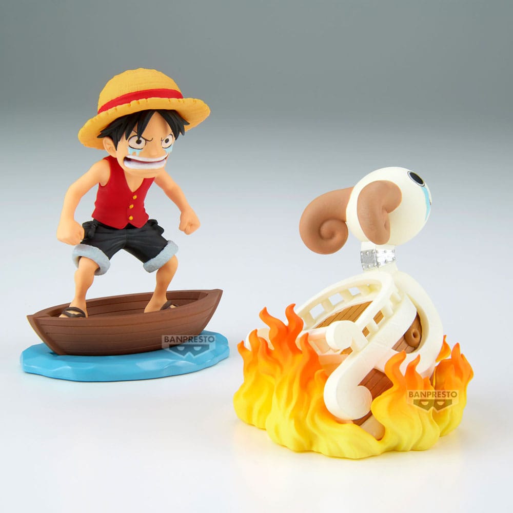 One Piece WCF Log Stories PVC Statuen 2er-Pack Luffy & Going Merry 8 cm