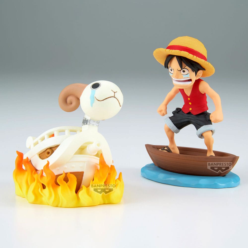 One Piece WCF Log Stories PVC Statuen 2er-Pack Luffy & Going Merry 8 cm