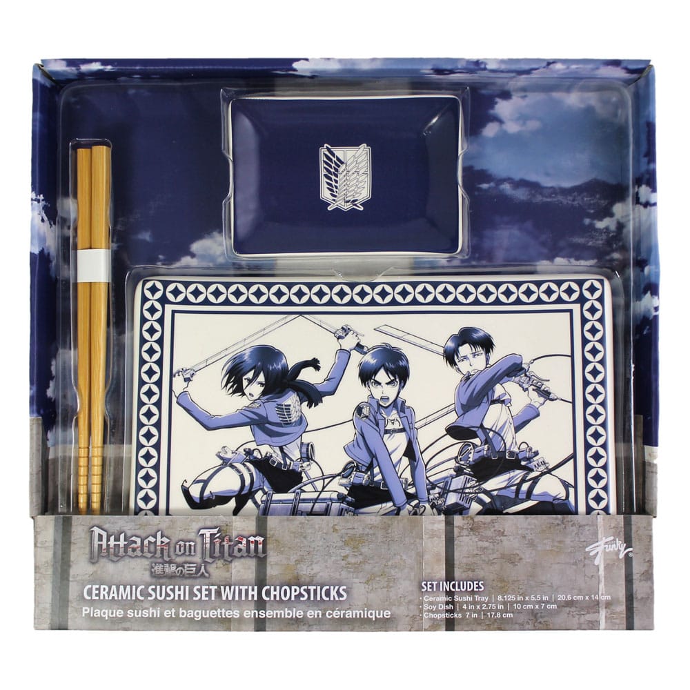 Attack on Titan Keramik Sushi Set mit Essstäbchen