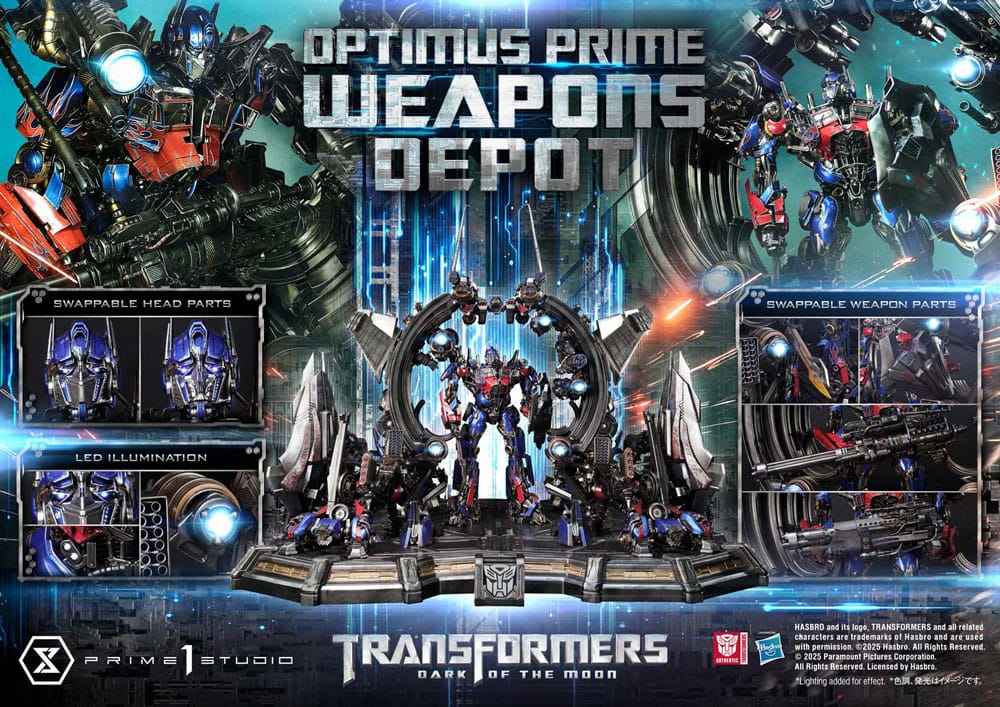 Transformers: Dark of the Moon (Film) Museum Masterline Statue Optimus Prime Weapons Depot Bonus Version 127 cm