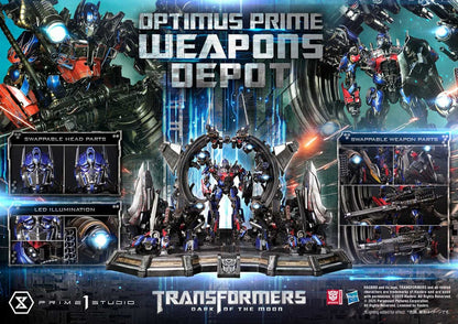 Transformers: Dark of the Moon (Film) Museum Masterline Statue Optimus Prime Weapons Depot Bonus Version 127 cm